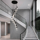 Люстра каскадна чорна на 9 / 12 підвісів D-40 cm/ D-50 cm см Led 45W / 60W 4000K Black tubes Bubble Slim Circle 260119-100007129