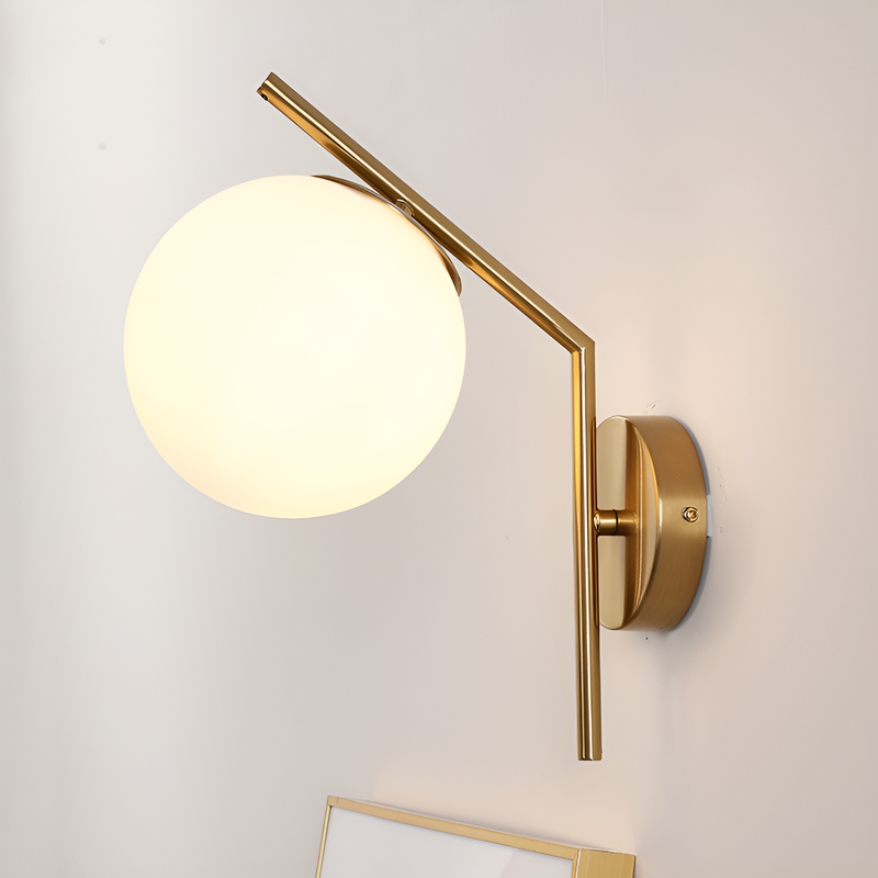 Настінний світильник золотий з білим плафоном D-20 cm H-33 cm E27 Gold+White Faro Bollo 250719-100005575