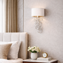 Бра з кільцями срібло/золото та білим абажуром D-16 cm L-55 cm Gold / Silver Wall Lamp 211222-100000557