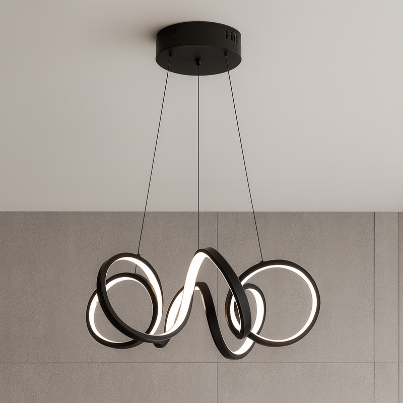 Люстра чорна підвісна D-50 cm / 70 cm Led 42W / 62W Curly ring titanium black 251018-100006284