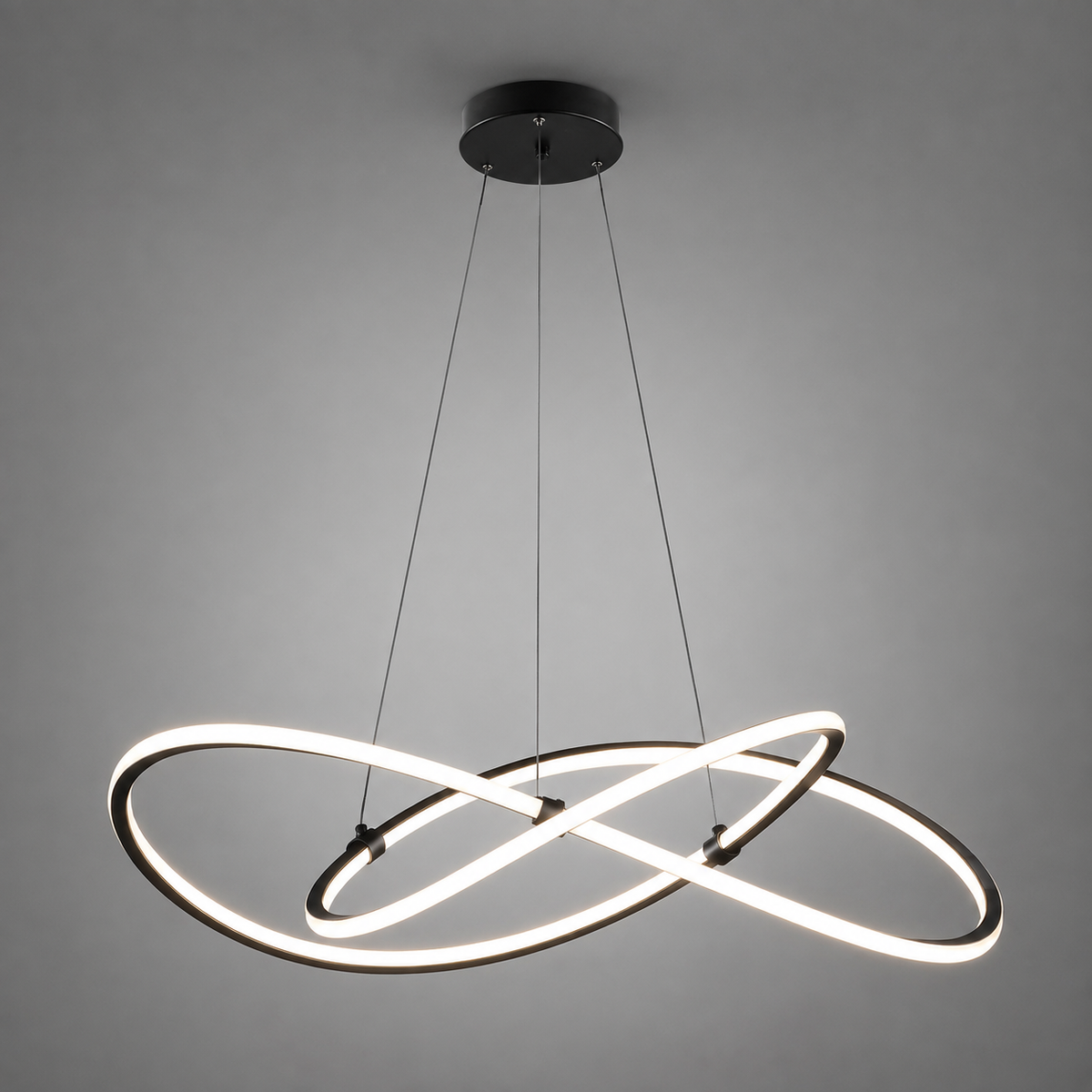 Люстра чорна підвісна світлодіодна D - 50 cm / 60 cm Led 40W / 56W Black Knot 260822-100008569