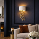 Бра з кільцями срібло/золото та білим абажуром D-16 cm L-55 cm Gold / Silver Wall Lamp 211222-100000557