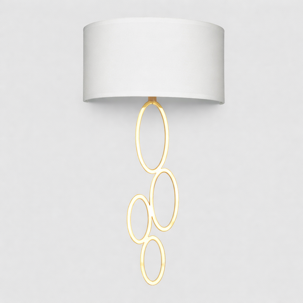 Бра з корпусом з кільцями та білим абажуром D-16 cm L-54 cm E27 Gold / Silver Circles 211222-100000556