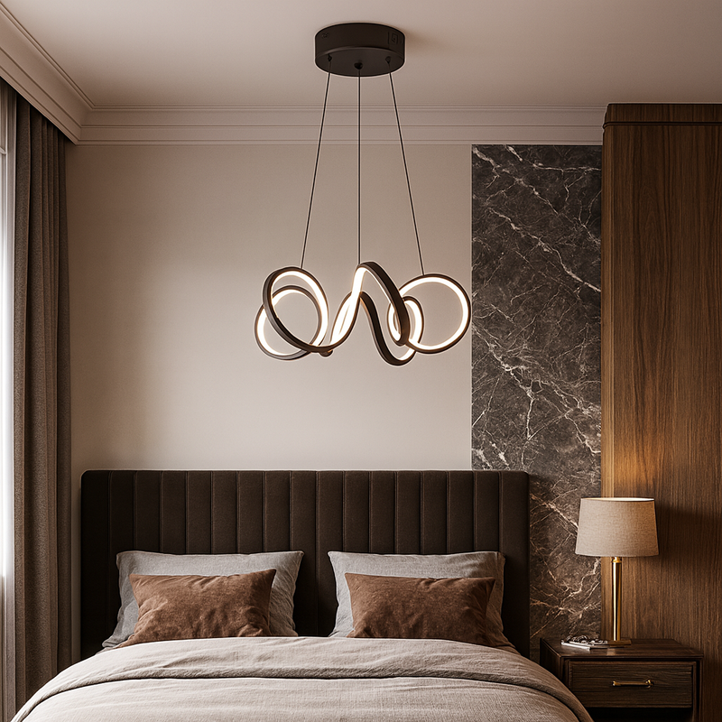 Люстра чорна підвісна D-50 cm / 70 cm Led 42W / 62W Curly ring titanium black 251018-100006284
