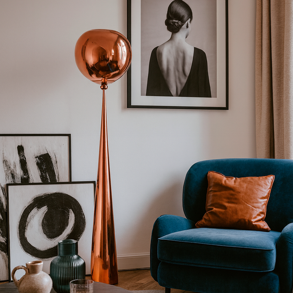 Торшер мідний з плафоном органічної форми H-155 cm E27 Rose Gold Melt plazma floor lamp 250931-100006061