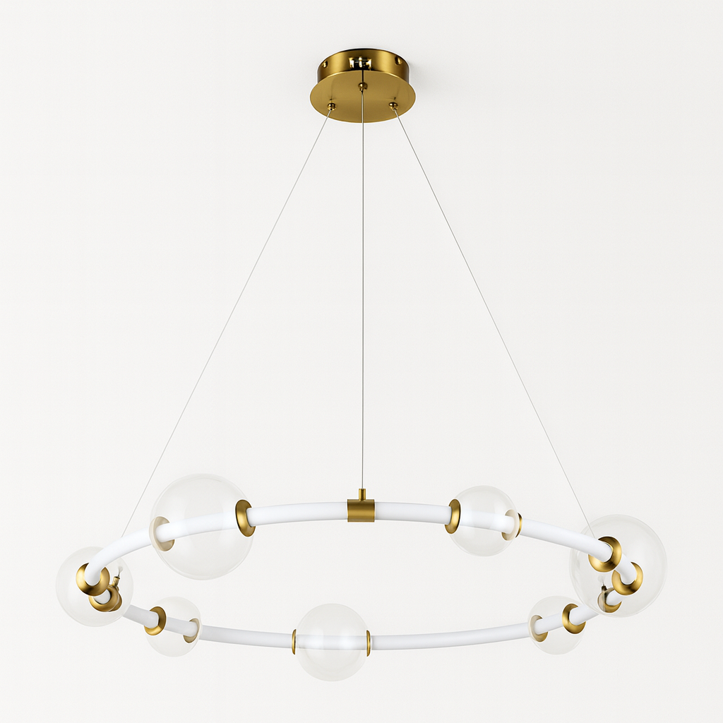 Люстра підвісна золота кільцева з прозорими плафонами D-75 cm Led 20W Gold Stellar Ring 250931-100006164
