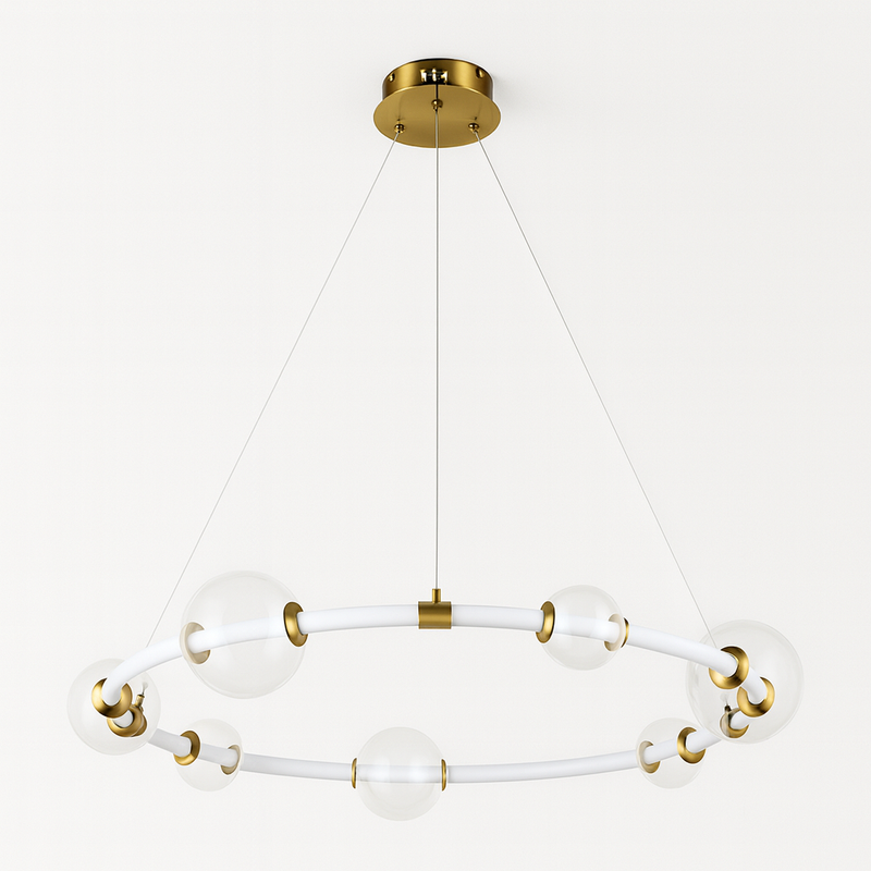 Люстра підвісна золота кільцева з прозорими плафонами D-75 cm Led 20W Gold Stellar Ring 250931-100006164