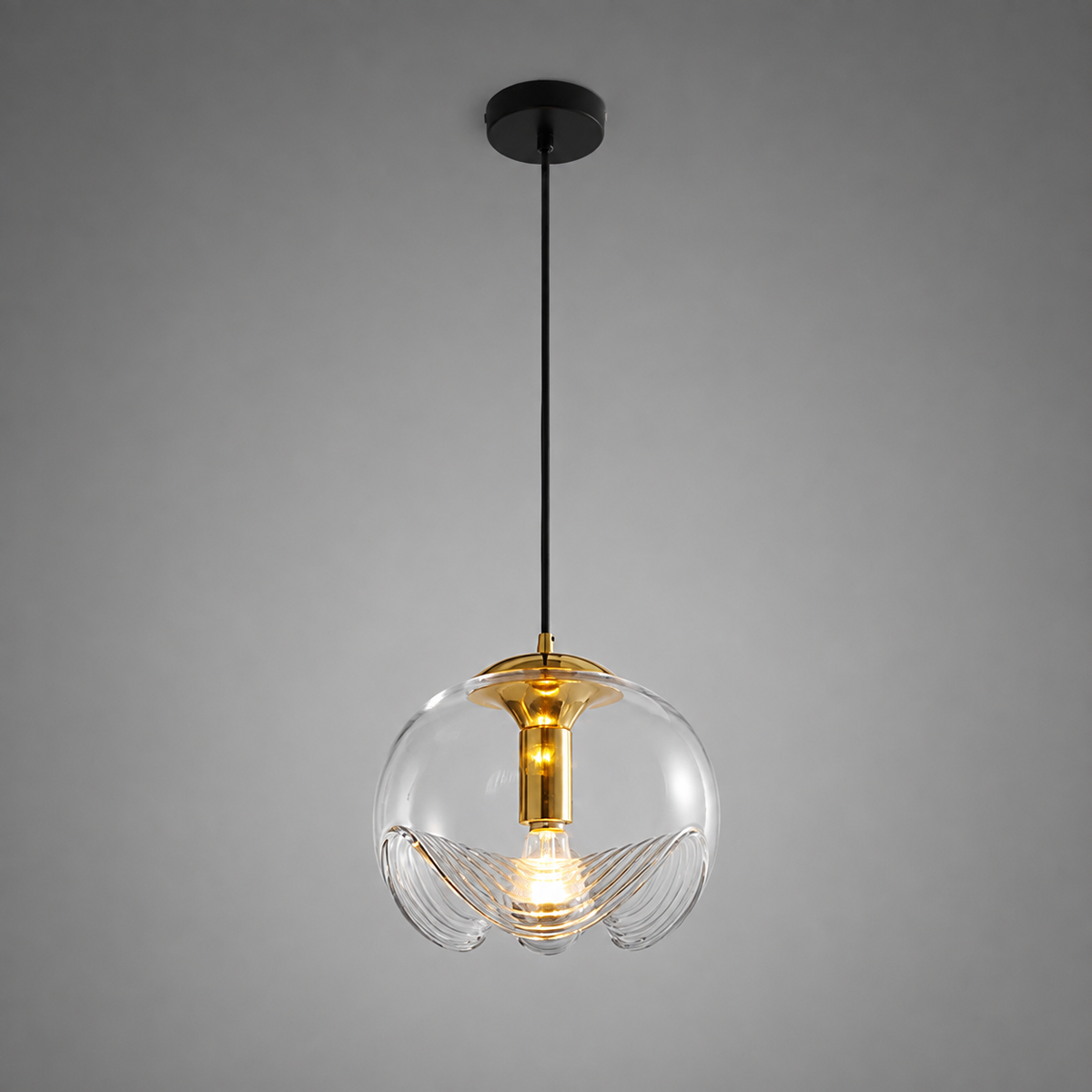 Підвісний світильник з прозорим плафоном D-25 cm E27 Clear Wavy ball 260822-100008570