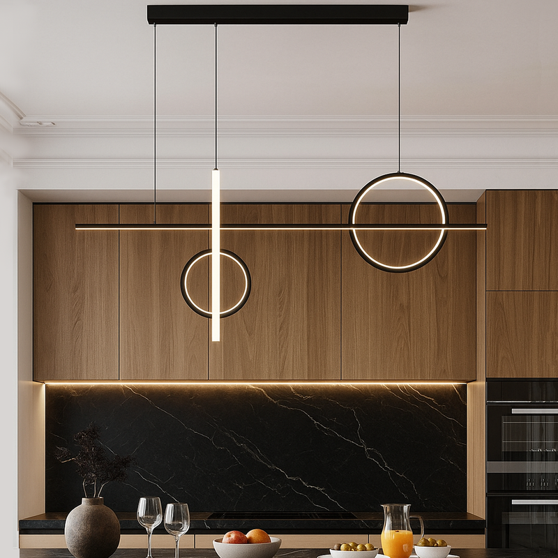 Люстра чорна геометрична L-100 cm Led 55W 3000K 4500K 6000K Black Ideal Geometry 240958-100003781