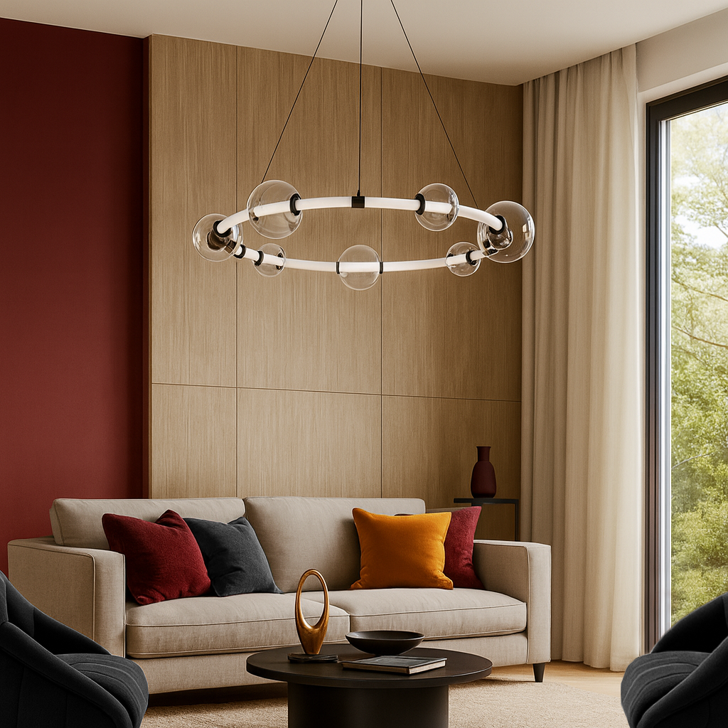 Люстра підвісна чорна кільцева з прозорими плафонами D-75 cm Led 20W Black Stellar Ring 250931-100006165