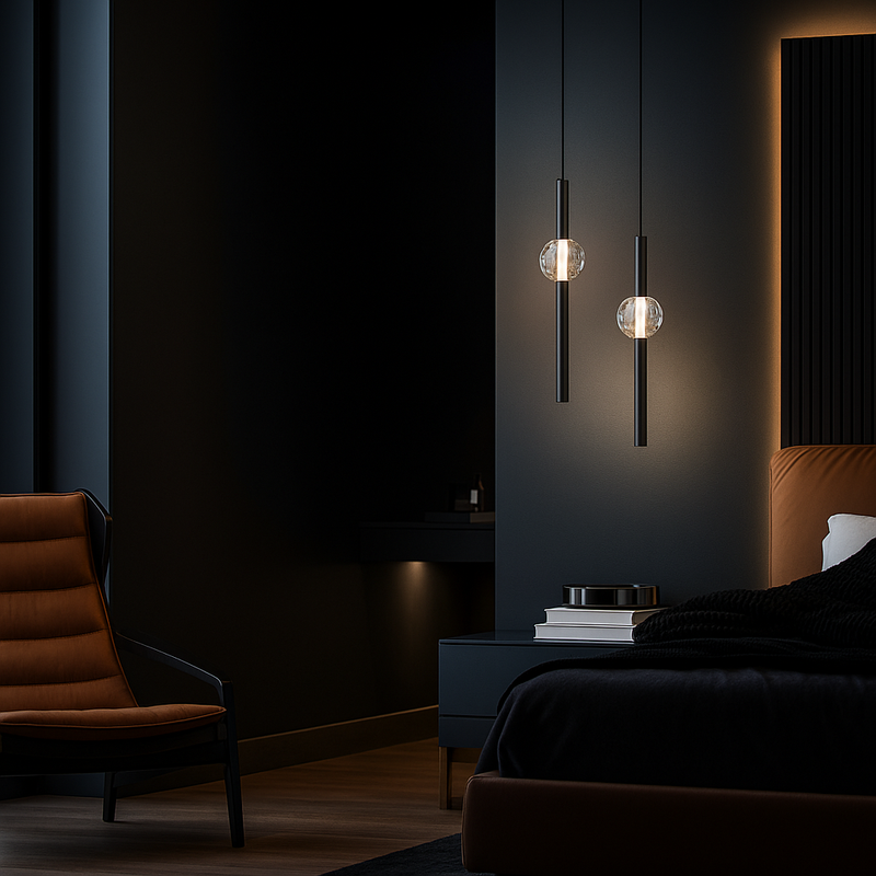 Підвіс чорний зі скляною кулею одинарний Led 10W Vertical tubes Black Crystal 250458-100004452