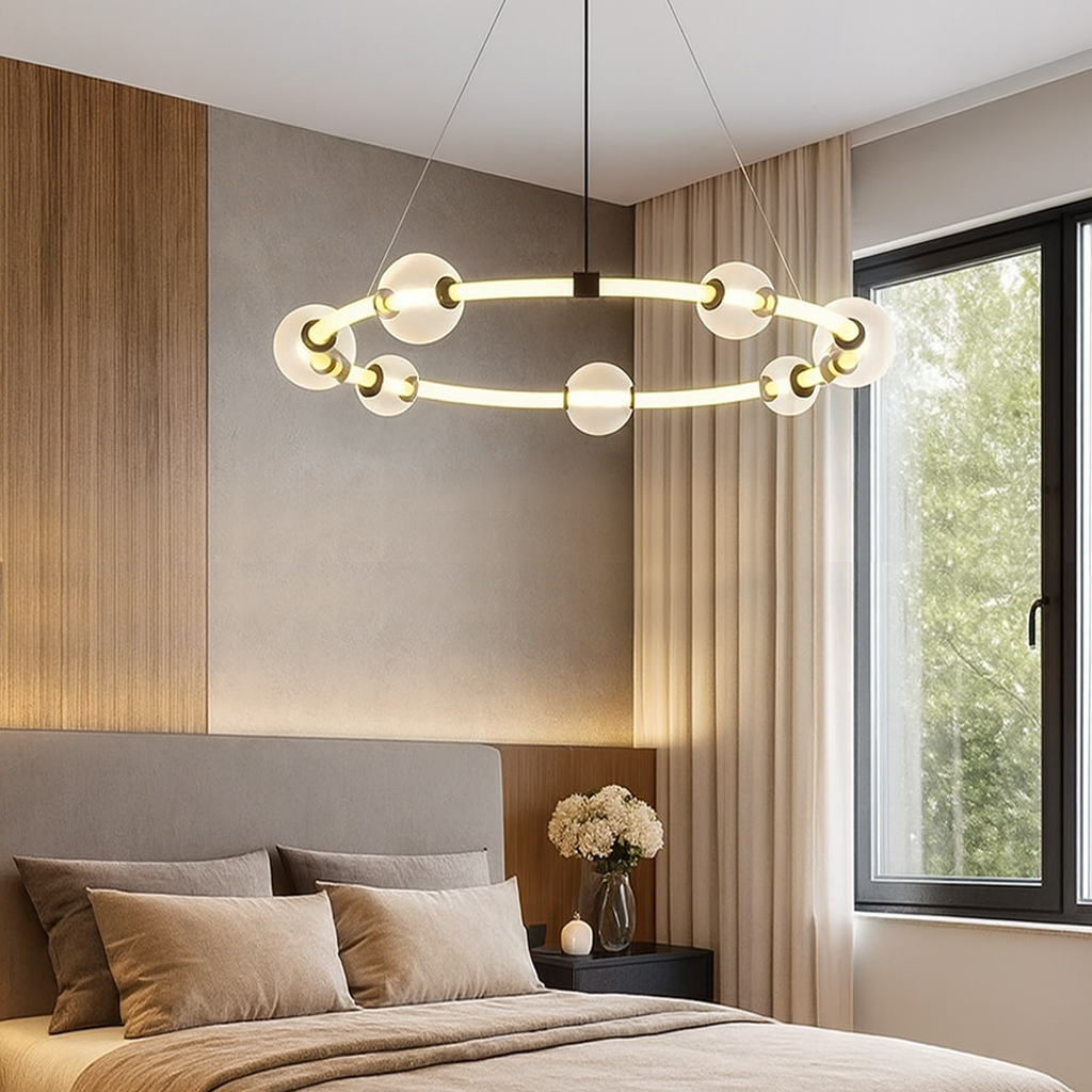 Люстра підвісна чорна кільцева з прозорими плафонами D-75 cm Led 20W Black Stellar Ring 250931-100006165