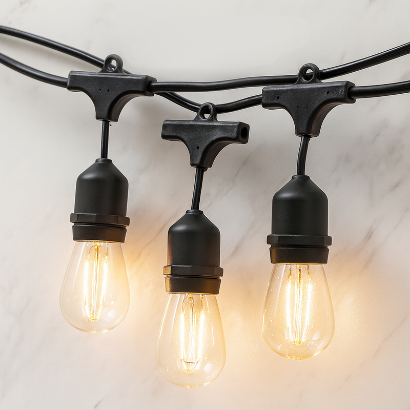 Гірлянда вулична чорна під лампи з підвіскою L-25м E27х50 IP65 Black Fairy hang Garland 251064-100006431