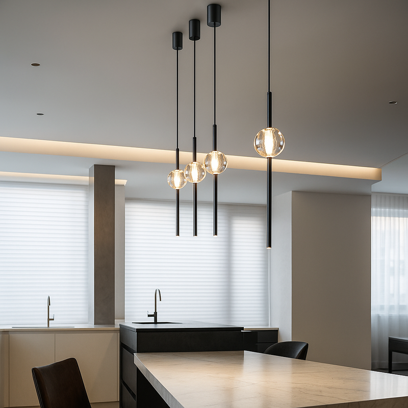 Підвіс чорний зі скляною кулею одинарний Led 10W Vertical tubes Black Crystal 250458-100004452