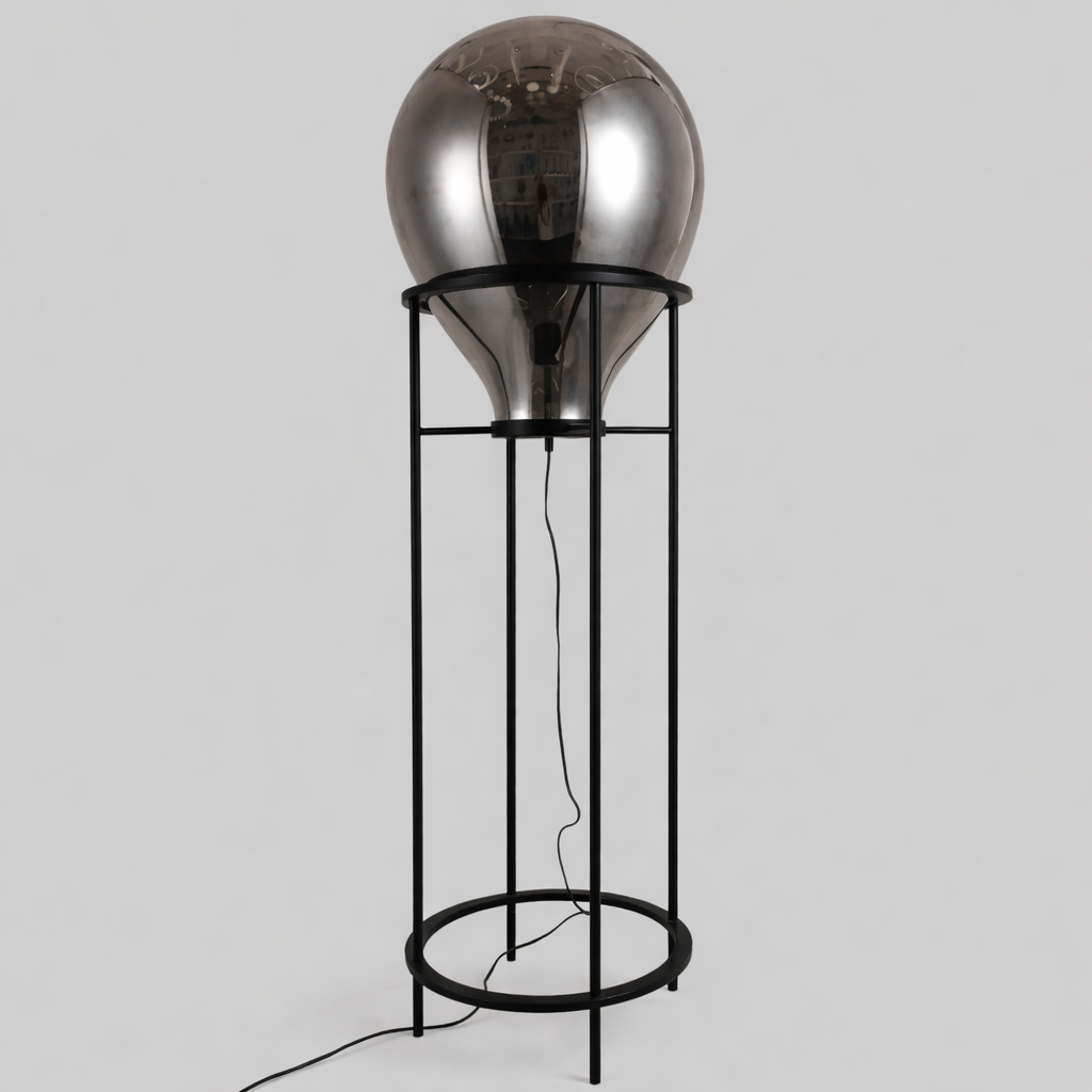 Торшер чорний дизайнерський з чорним плафоном H-150 cm E27 Glass Shine Black 260331-100007750