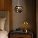 Підвісний світильник чорний хром з плафоном органічної форми D-15 cm / 18 cm / 28 cm / 38 cm E27 Black Chrome Melt Plazma 251231-100006848