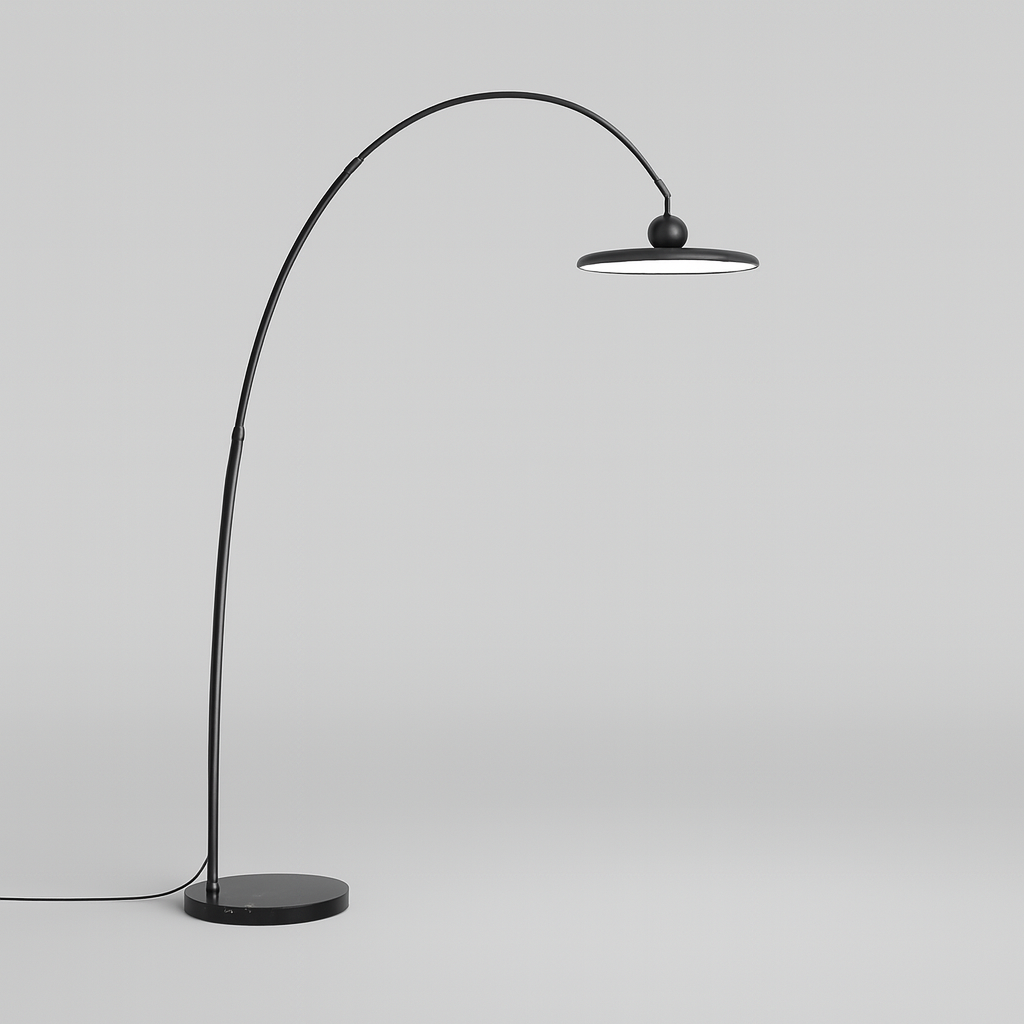 Торшер чорний дугоподібний з пласким плафоном та пультом D-30 cm Led 32W Black Ball Top 250858-100005813