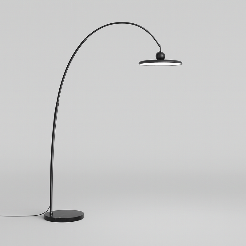 Торшер чорний дугоподібний з пласким плафоном та пультом D-30 cm Led 32W Black Ball Top 250858-100005813