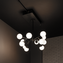 Люстра чорна зі скляними білими матовими плафонами E27x12 L-90cm Black Berries Bollo 240958-100003782