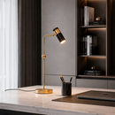 Лампа настільна чорна з золотим та поворотним плафоном  Black + Gold H-45 cm E27 Black+Gold Shinee 260822-100008580