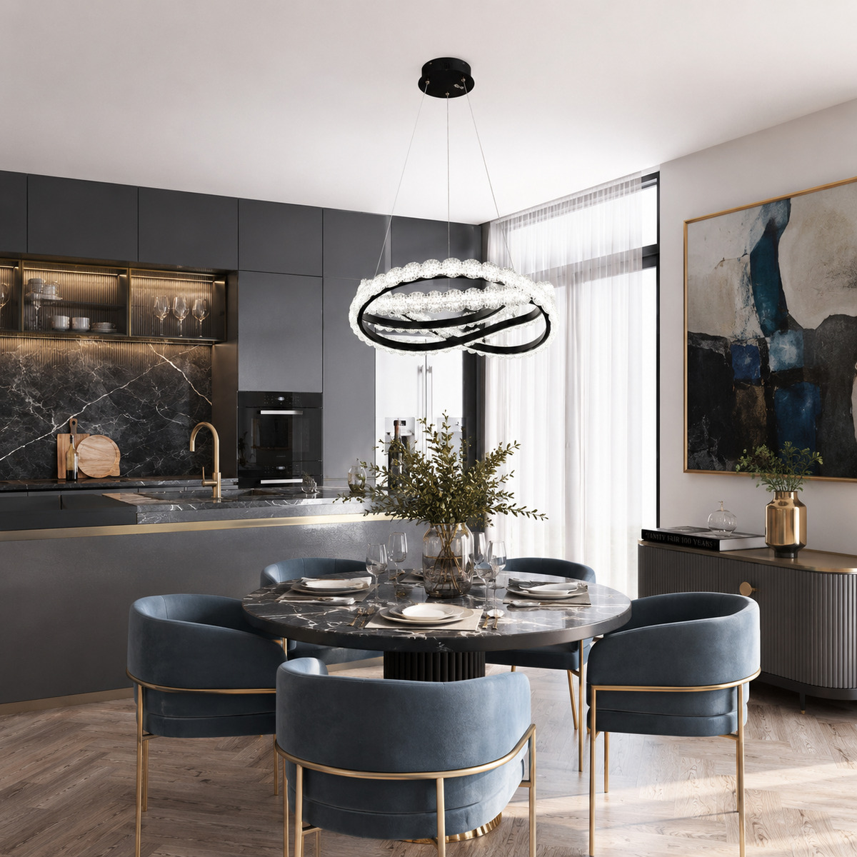 Люстра чорна світлодіодна D-42 cm Led 70W Black Knot 260588-100007950