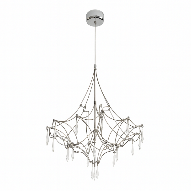 Люстра срібна зі скляними підвісами D-60 cm Led 25W Chrome Rain 250931-100006176