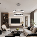 Люстра хромована на 2 кільця Н-170 см D-60+80 см Led 102W Rimy Chrome 260518-100008031