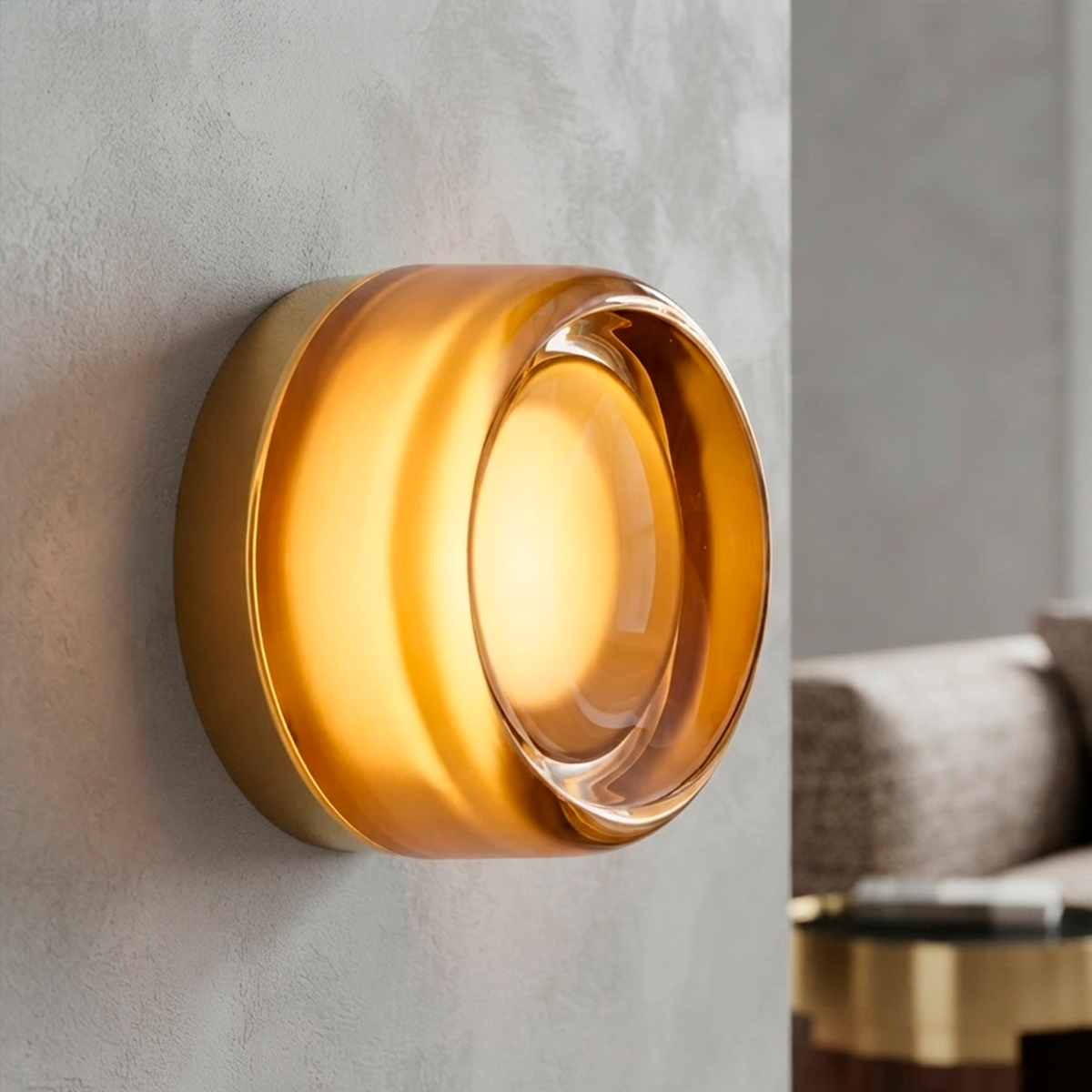 Настінний срібний світильник з бурштиновим плафоном D-13 cm Led 3W Silver + Amber Lori 260728-100008403