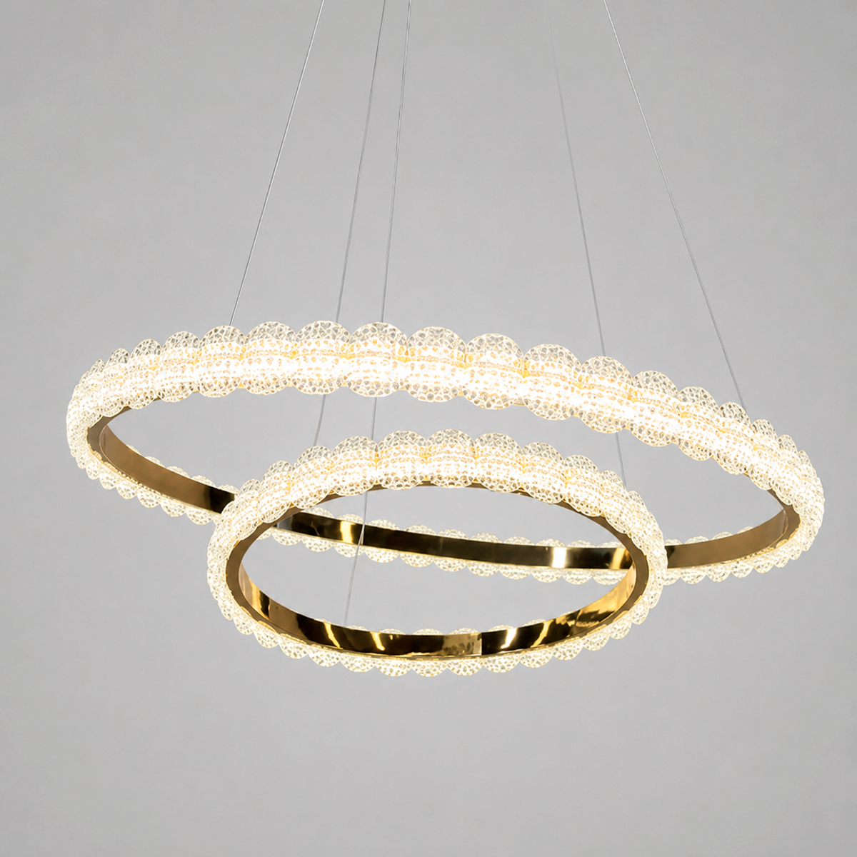 Люстра золота подвійна світлодіодна D-50+30 cm Led 75W Gold Lace 260588-100007951