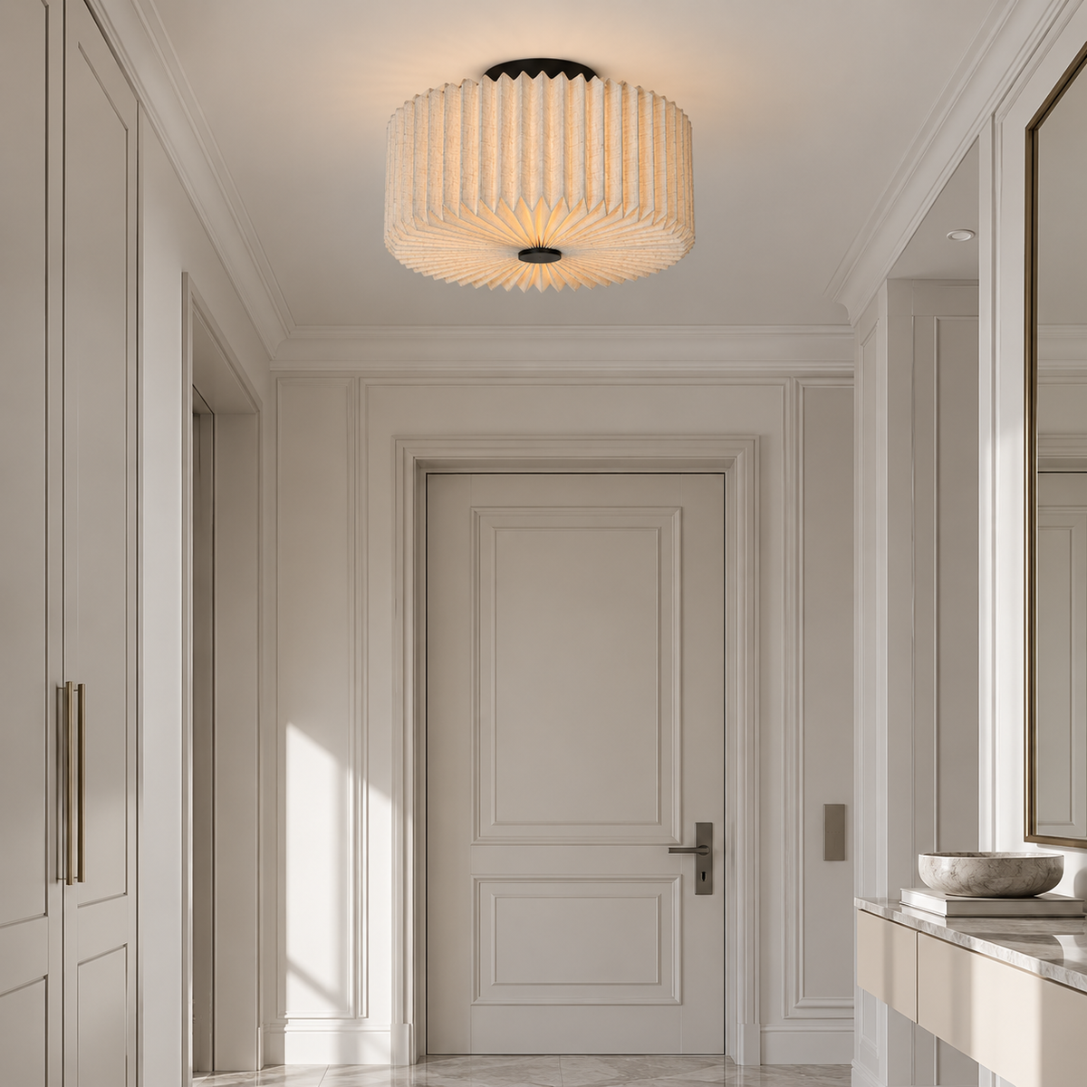 Люстра стельова з бежевим текстильним плафоном D - 40 cm E27 Beige Foldy 26099-100009048