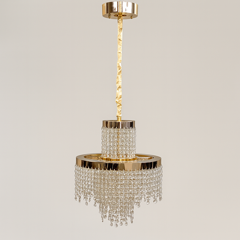 Люстра золота каскадна з кришталевим плафоном D-40 cm / D-60 cm/ D-80 cm Led Gold Crystal Cascade 251235-100006785
