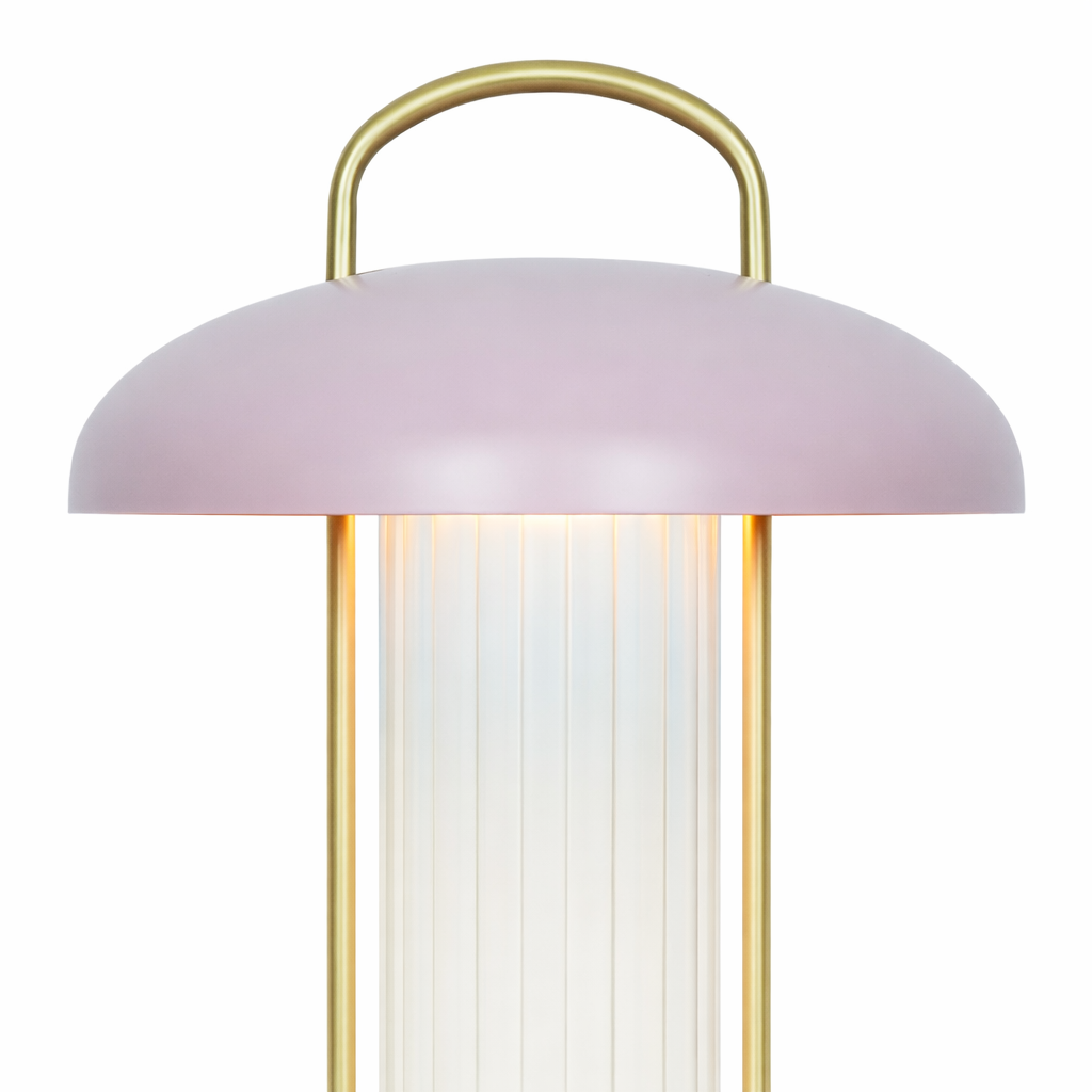 Лампа настільна рожева акумуляторна з димуванням та прозорим плафоном H-29 cm Led 3W Pink Dome 260209-100007486