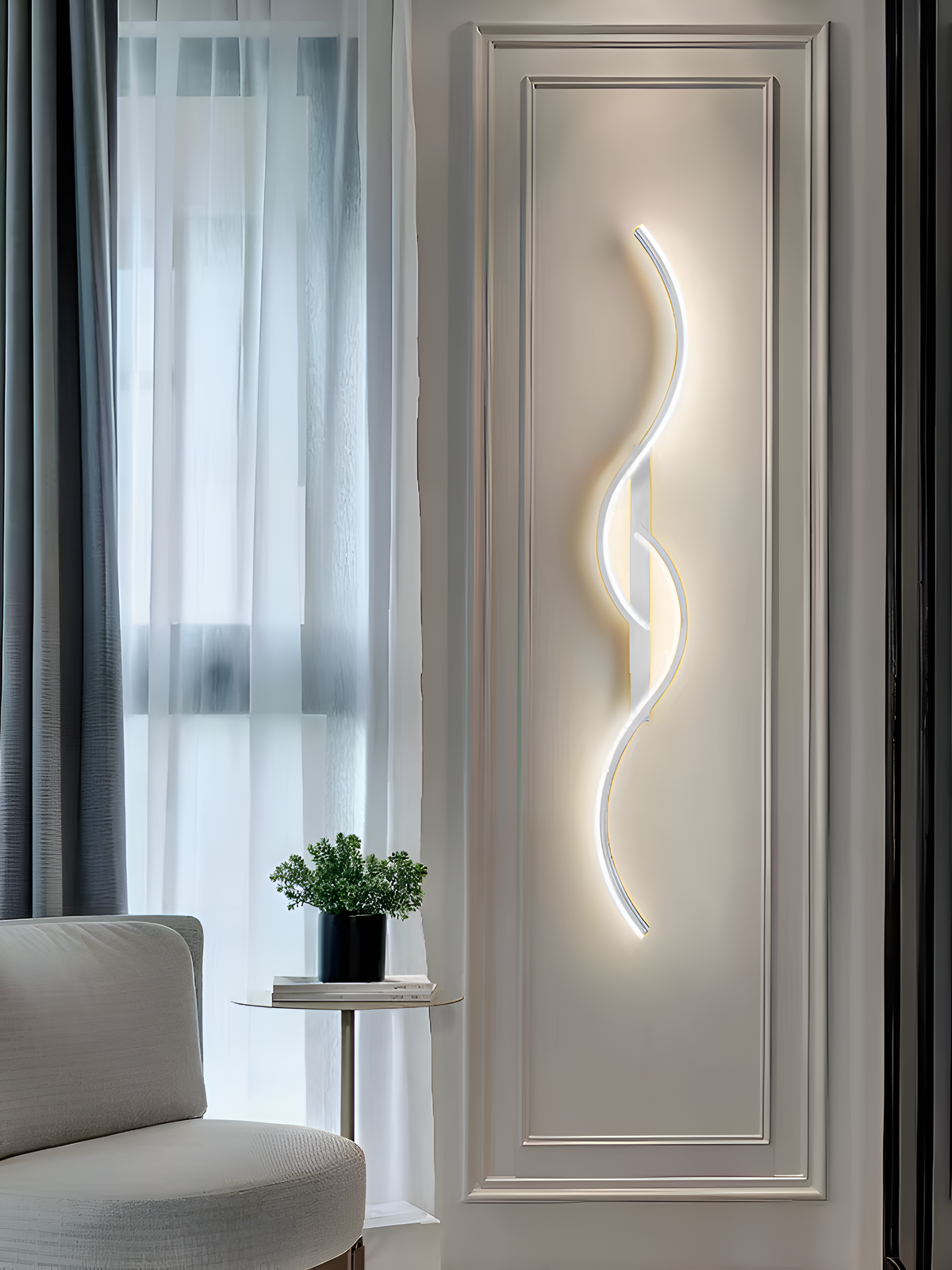 Бра хвилясте Double waves H-60 H-80 H-100 Led 12-24W White 250419-100004360