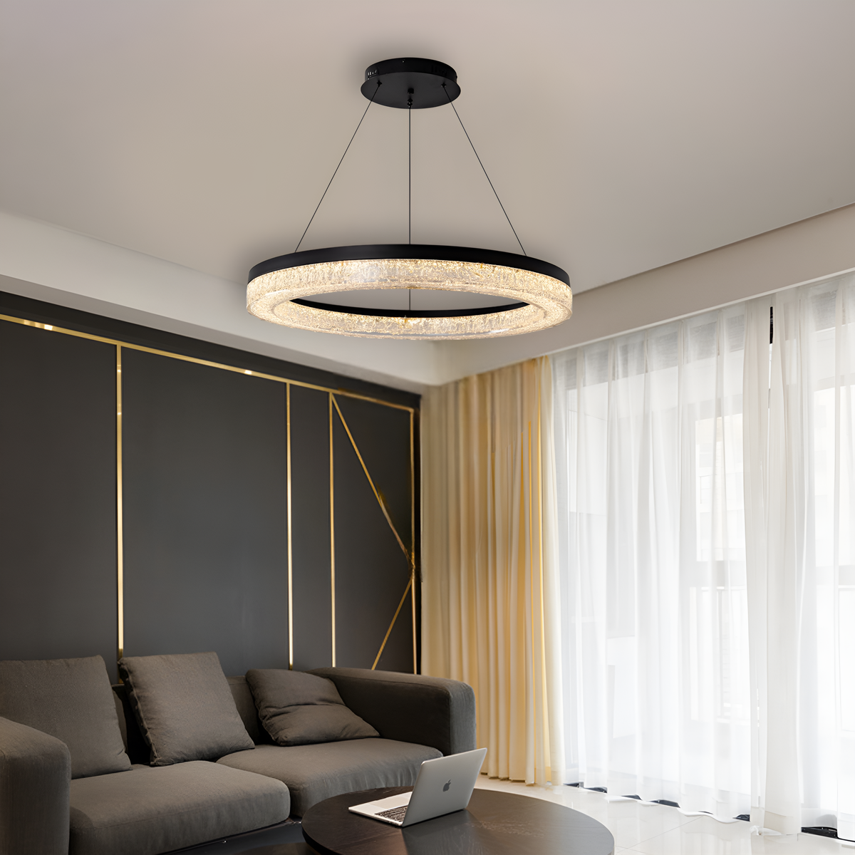 Люстра D-30/40/50/60/80cm Led Black Ice Circle 250622-100005034