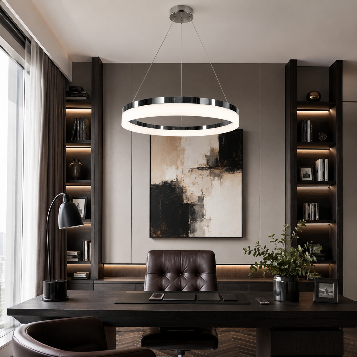 Підвісна люстра хромована кільцева D-60 / D- 80 cm Led 20W / 30W Chrome Rimy 231218-100002860