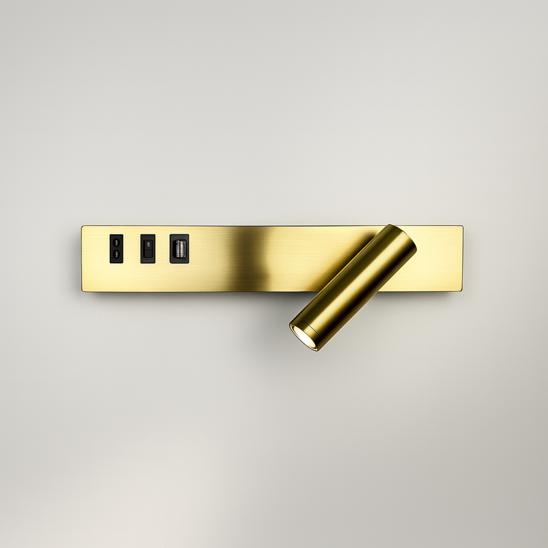 Світильник золотий настінний зі спотом лівий / правий та роз'ємом USB Gold Spoty Plane+USB 251018-100006303