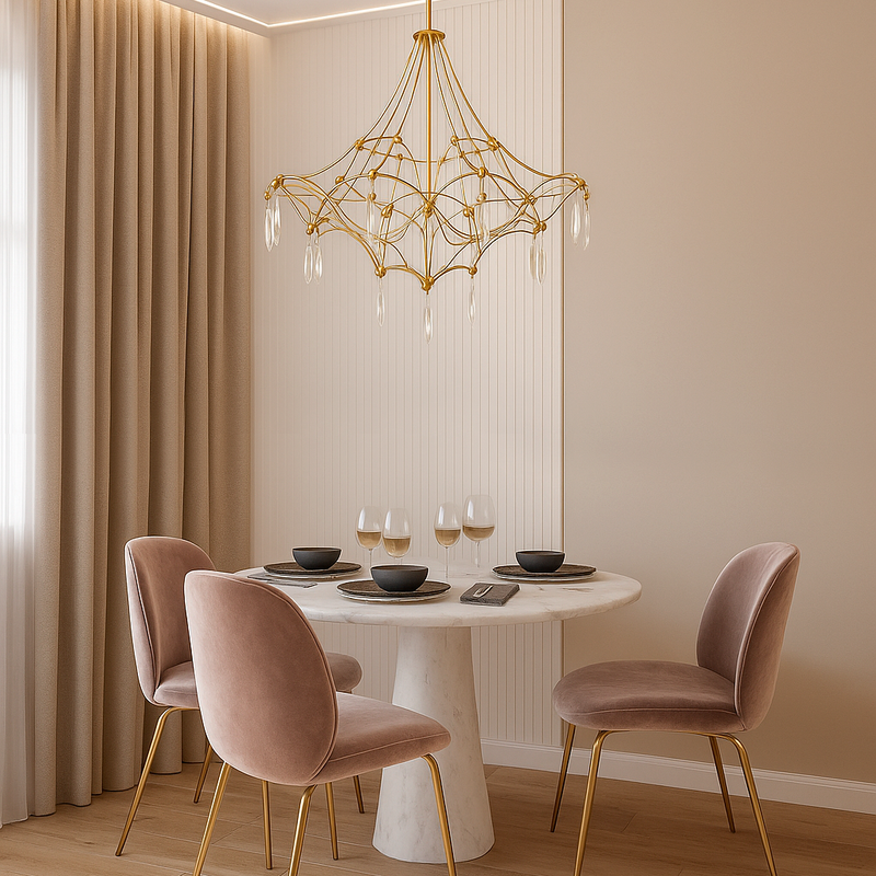 Люстра золота зі скляними підвісами D-60 cm Led 25W Gold Rain 250931-100006177