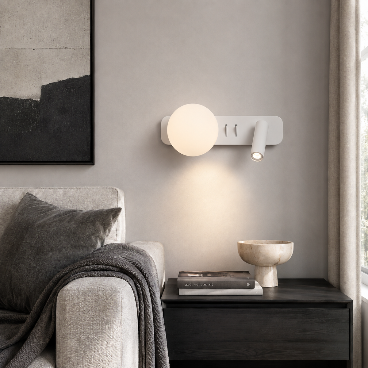 Бра біле з вимикачем на корпусі H-31 cm LED+G9 3000K 3W White Merry me 260728-100008404