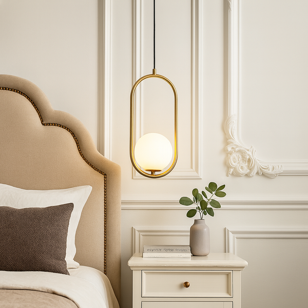 Світильник підвісний золотий з білим матовим плафоном H-40 cm E27 Gold Orbit White 251088-100006442