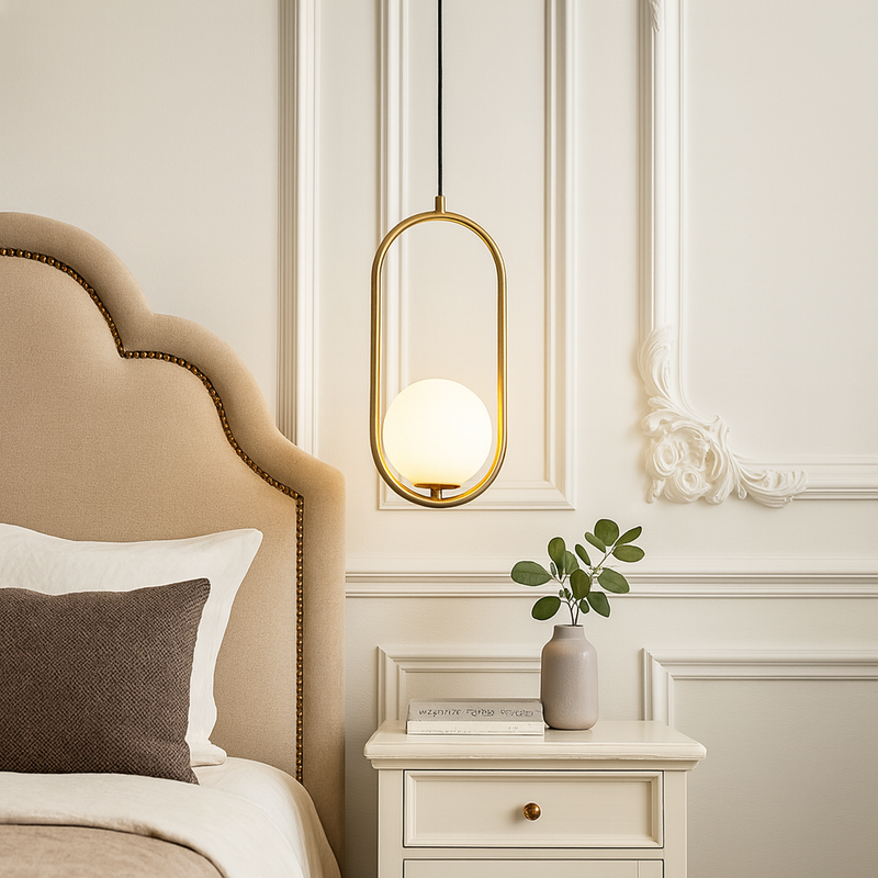 Світильник підвісний золотий з білим матовим плафоном H-40 cm E27 Gold Orbit White 251088-100006442