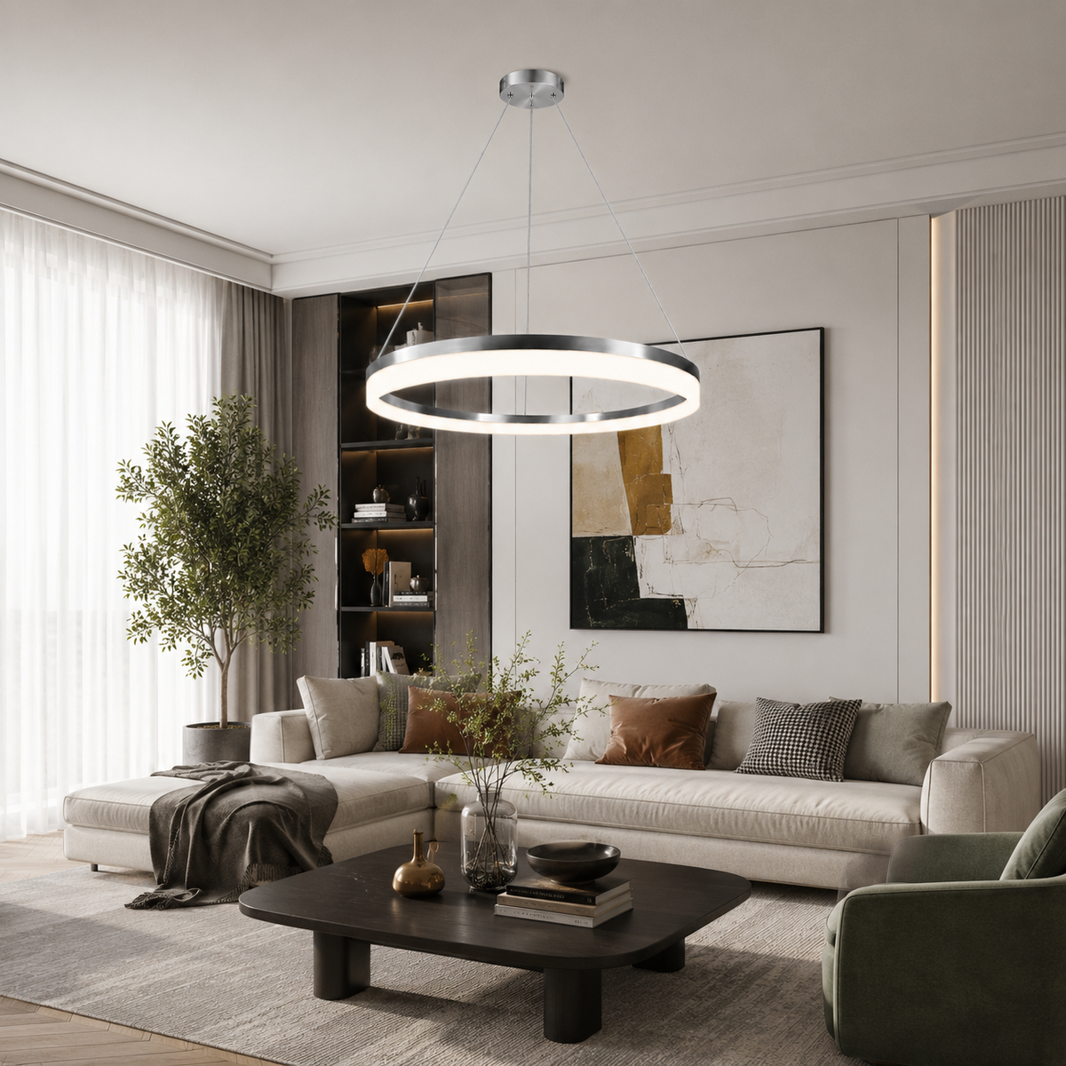 Підвісна люстра хромована кільцева D-60 / D- 80 cm Led 20W / 30W Chrome Rimy 231218-100002860