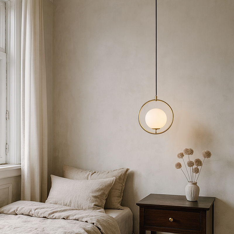 Світильник підвісний золотий з білим матовим плафоном Y-30 cm E27 Gold Orbit White  Circle 251088-100006446