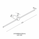 Настінний світильник золотий з чорним кріпленням L-91 cm Led 10W Gold Pipe Line 260728-100008405