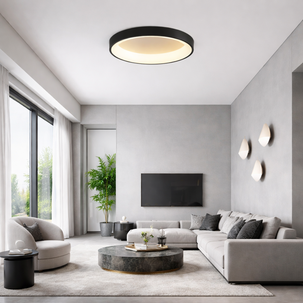 Стельовий світильник Ceiling L D-80 см Н-11 см 60W 4000K Black / White 240126-100003021
