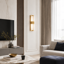 Настінний світильник золотий з прямокутним плафоном з мармуру H-48 cm Led 16W Gold+White Marble Unit 260319-100007691