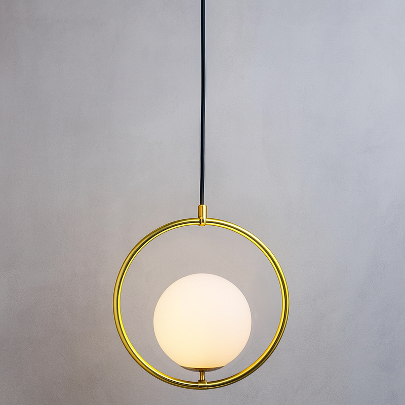 Світильник підвісний золотий з білим матовим плафоном Y-30 cm E27 Gold Orbit White  Circle 251088-100006446