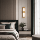 Настінний світильник золотий з прямокутним плафоном з мармуру H-48 cm Led 16W Gold+White Marble Unit 260319-100007691
