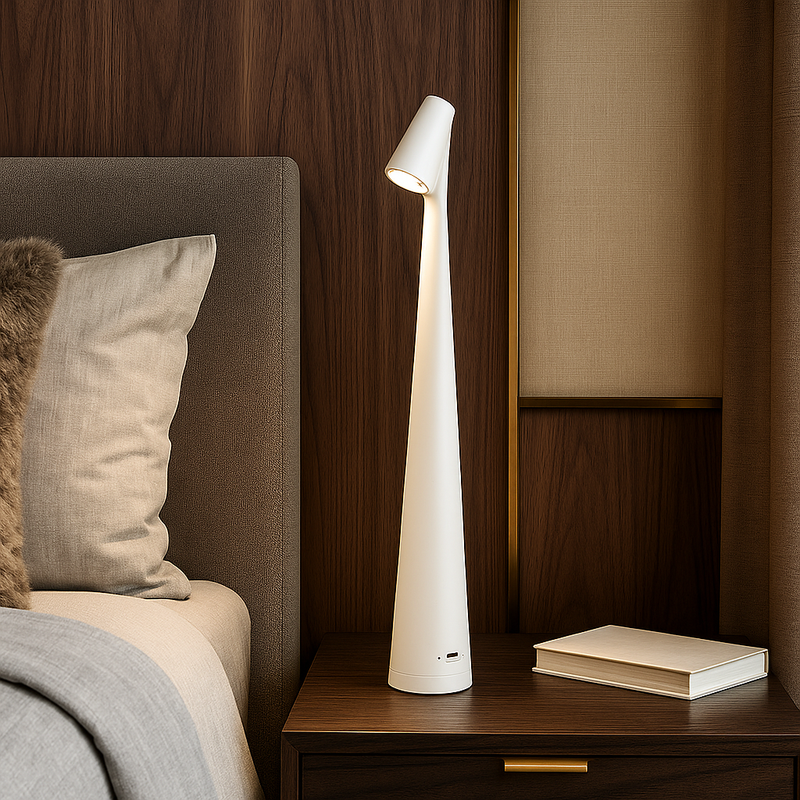 Настільна лампа біла акумуляторна H-34 cm Led White Sleek 251131-100006543