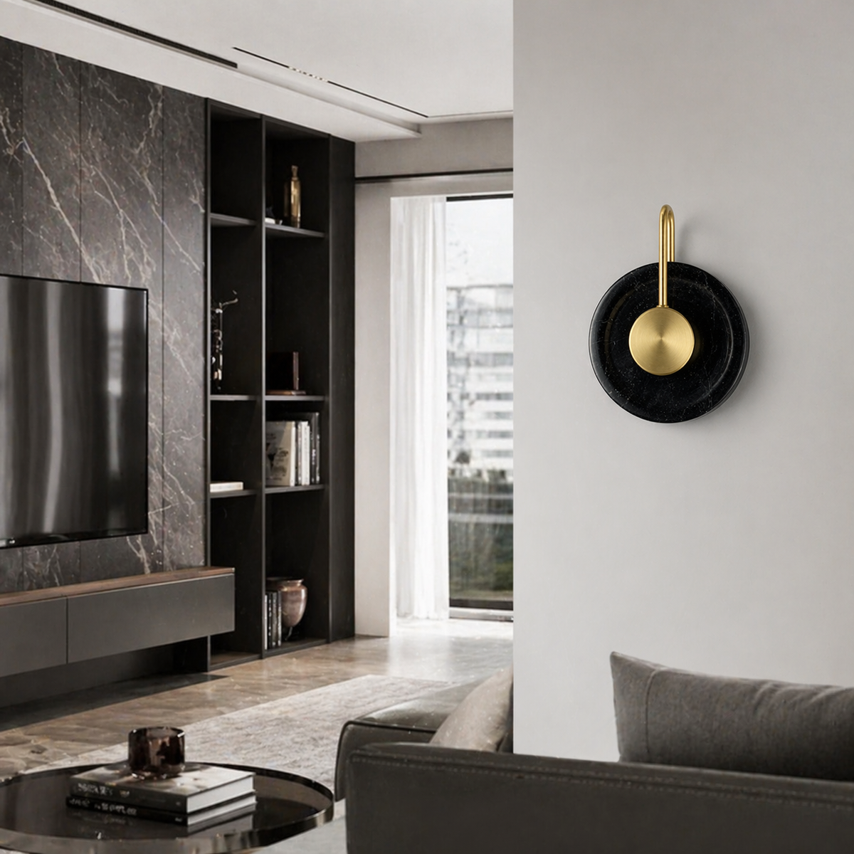 Бра біле / чорне White D-20 / 25 см / Black D-20 см 4000K Malaga Marble 230918-100002545