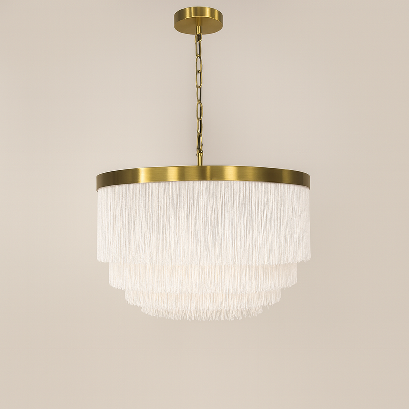 Люстра золота підвісна з текстильним абажуром D-50 cm / 60cm / 80 cm Macrame Gold 251018-100006304